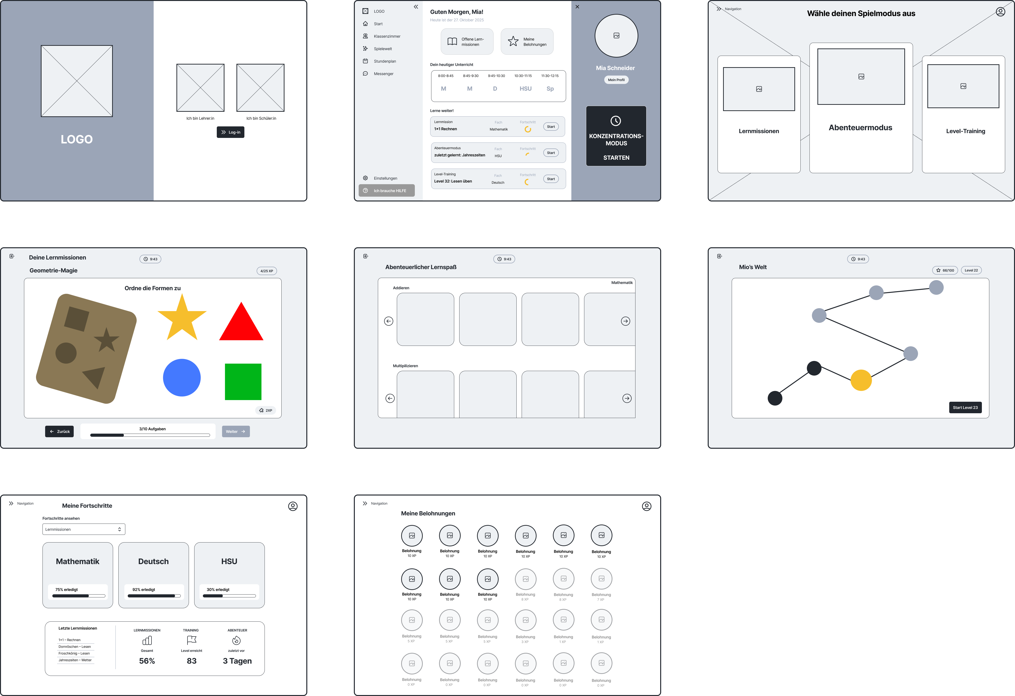 Low-Fidelity Wireframe Student Dashboard